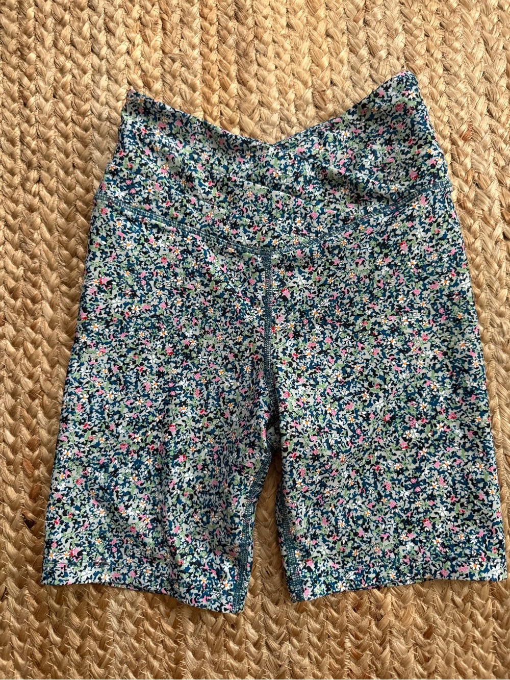 Floral Print High-Rise Bike Shorts - Blue Multi